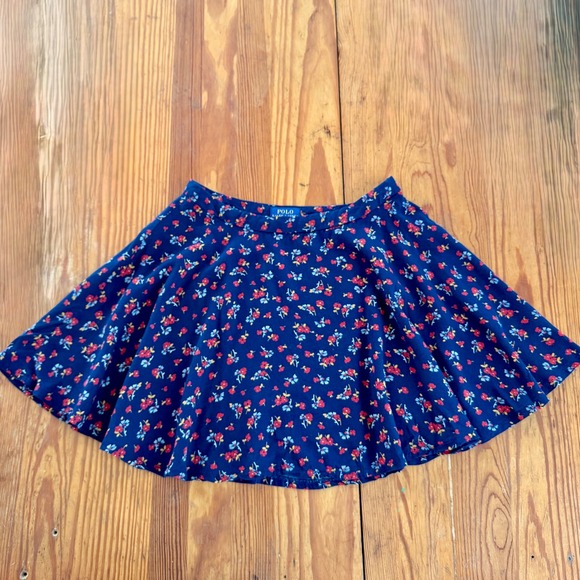 Polo Ralph Lauren Dresses & Skirts - Polo Ralph Lauren‎ Navy Blue Floral Viscose Flared Mini Skirt Size 12 313612796